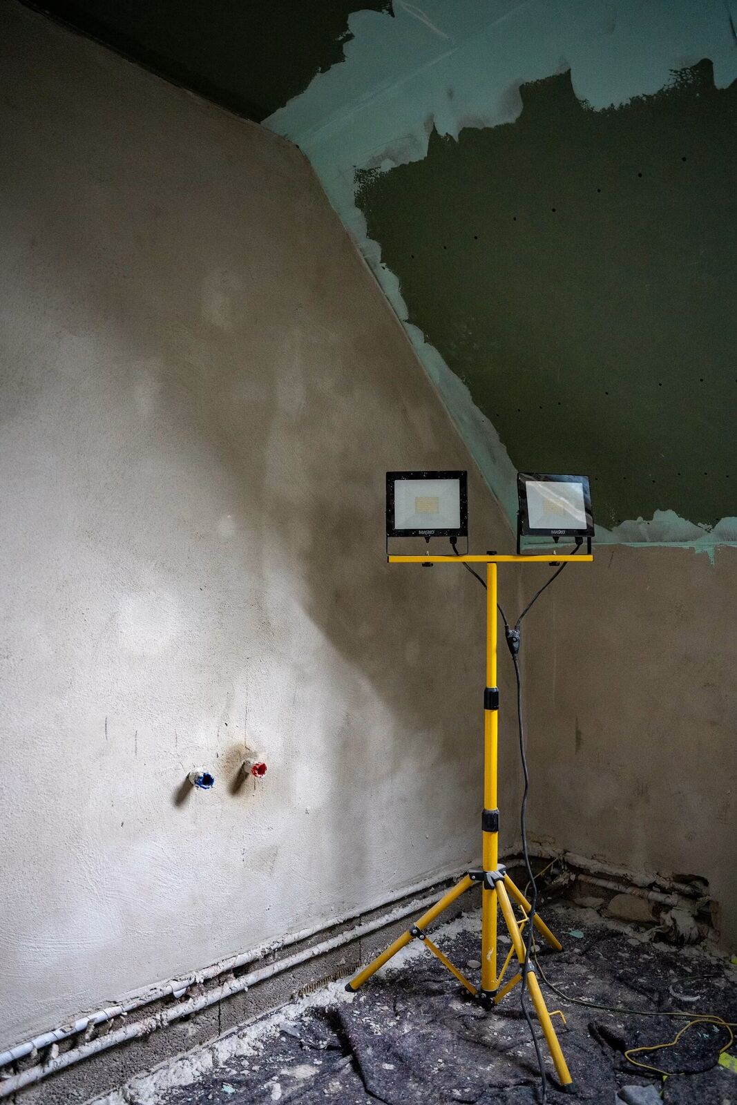 New drywall installation at a construction site
